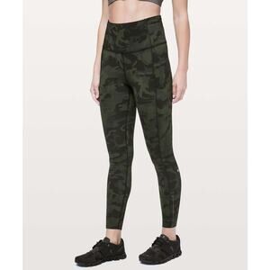 Lululemon Fast & Free Tight Size 2 Incognito Camo Multi Gator Green Run Gym